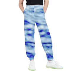 Blue Waves Abstract Series No10 Kids  Elastic Waist Pants by DimitriosArt