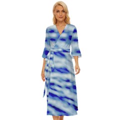 Blue Waves Abstract Series No10 Midsummer Wrap Dress