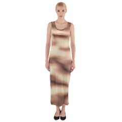 Pink  Waves Abstract Series No6 Fitted Maxi Dress by DimitriosArt