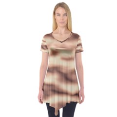 Pink  Waves Abstract Series No6 Short Sleeve Tunic  by DimitriosArt