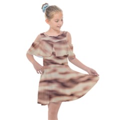 Pink  Waves Abstract Series No6 Kids  Shoulder Cutout Chiffon Dress by DimitriosArt