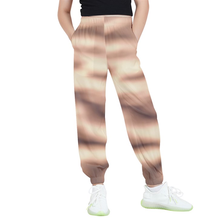 Pink  Waves Abstract Series No6 Kids  Elastic Waist Pants