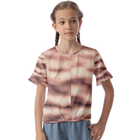 Pink  Waves Abstract Series No6 Kids  Cuff Sleeve Scrunch Bottom Tee by DimitriosArt