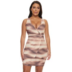 Pink  Waves Abstract Series No6 Draped Bodycon Dress by DimitriosArt