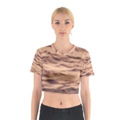 Pink  Waves Abstract Series No5 Cotton Crop Top by DimitriosArt