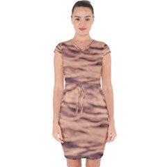 Pink  Waves Abstract Series No5 Capsleeve Drawstring Dress  by DimitriosArt