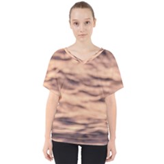 Pink  Waves Abstract Series No5 V-neck Dolman Drape Top by DimitriosArt