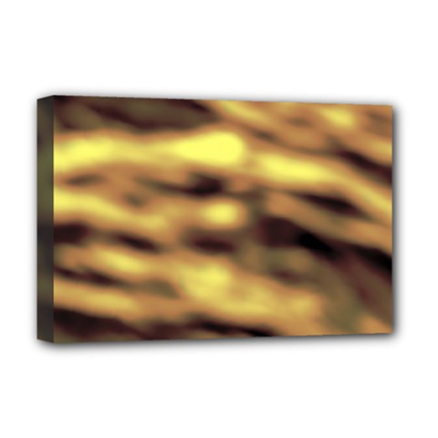 Yellow  Waves Abstract Series No10 Deluxe Canvas 18  X 12  (stretched) by DimitriosArt