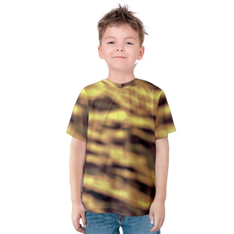 Yellow  Waves Abstract Series No10 Kids  Cotton Tee by DimitriosArt