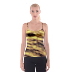 Yellow  Waves Abstract Series No10 Spaghetti Strap Top by DimitriosArt