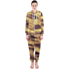 Yellow  Waves Abstract Series No10 Hooded Jumpsuit (ladies)  by DimitriosArt