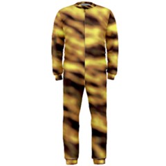 Yellow  Waves Abstract Series No10 Onepiece Jumpsuit (men)  by DimitriosArt