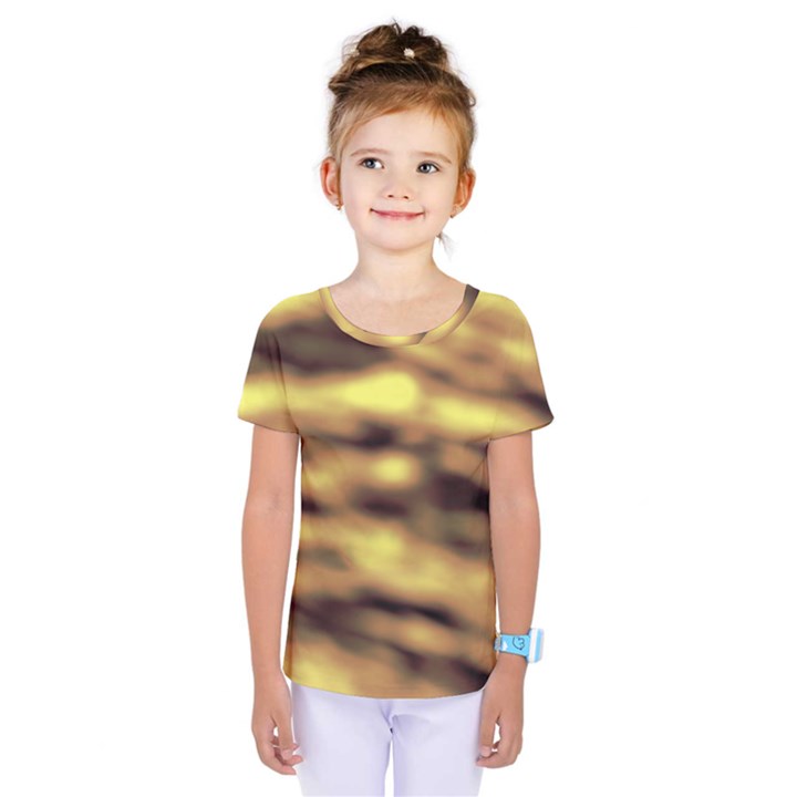 Yellow  Waves Abstract Series No10 Kids  One Piece Tee