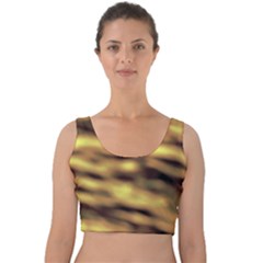 Yellow  Waves Abstract Series No10 Velvet Crop Top by DimitriosArt