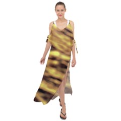 Yellow  Waves Abstract Series No10 Maxi Chiffon Cover Up Dress by DimitriosArt