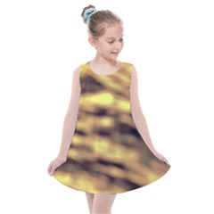 Yellow  Waves Abstract Series No10 Kids  Summer Dress by DimitriosArt