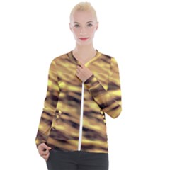 Yellow  Waves Abstract Series No10 Casual Zip Up Jacket by DimitriosArt