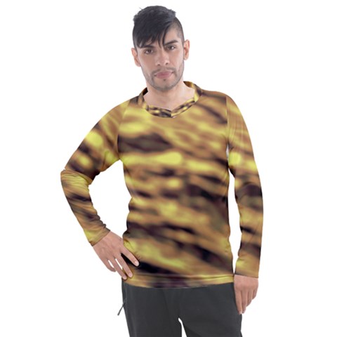 Yellow  Waves Abstract Series No10 Men s Pique Long Sleeve Tee by DimitriosArt