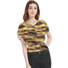 Yellow  Waves Abstract Series No10 Butterfly Chiffon Blouse