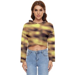 Yellow  Waves Abstract Series No10 Women s Lightweight Cropped Hoodie by DimitriosArt