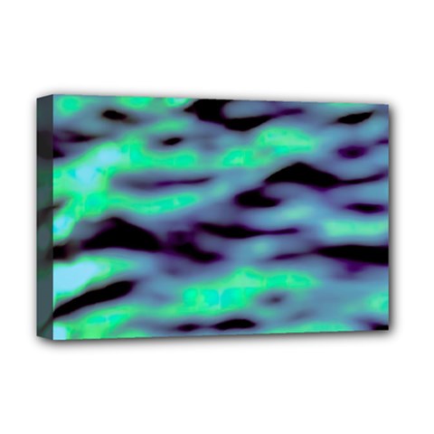 Green  Waves Abstract Series No6 Deluxe Canvas 18  X 12  (stretched) by DimitriosArt