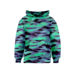 Green  Waves Abstract Series No6 Kids  Pullover Hoodie by DimitriosArt