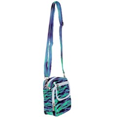 Green  Waves Abstract Series No6 Shoulder Strap Belt Bag by DimitriosArt