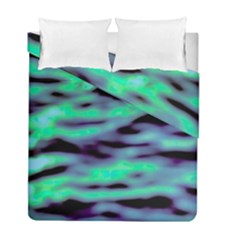 Green  Waves Abstract Series No6 Duvet Cover Double Side (full/ Double Size) by DimitriosArt