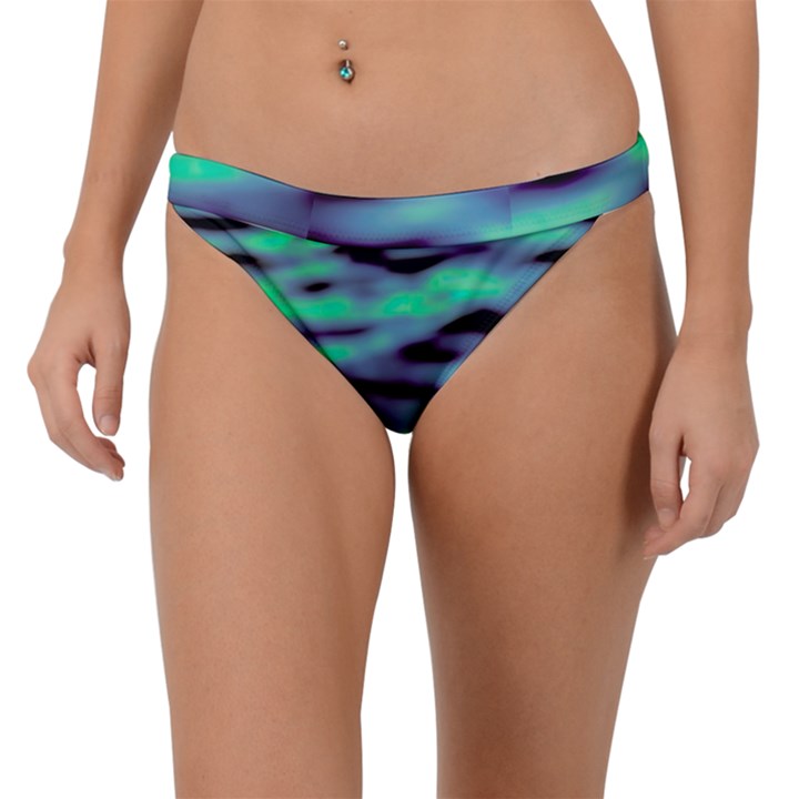 Green  Waves Abstract Series No6 Band Bikini Bottom