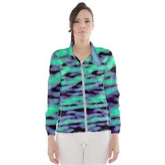 Green  Waves Abstract Series No6 Women s Windbreaker by DimitriosArt