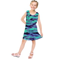 Green  Waves Abstract Series No6 Kids  Tunic Dress by DimitriosArt