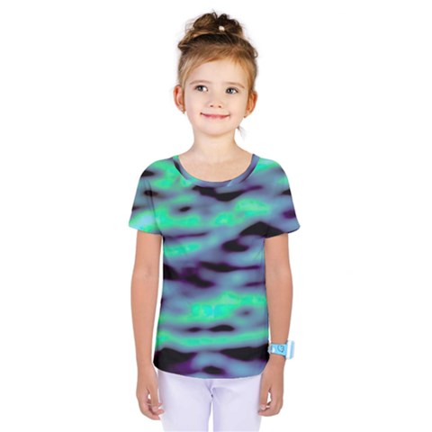 Green  Waves Abstract Series No6 Kids  One Piece Tee by DimitriosArt