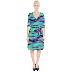 Green  Waves Abstract Series No6 Wrap Up Cocktail Dress by DimitriosArt