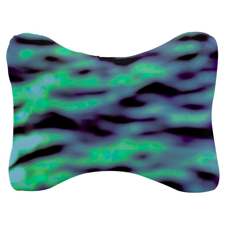 Green  Waves Abstract Series No6 Velour Seat Head Rest Cushion