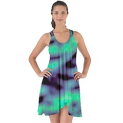 Green  Waves Abstract Series No6 Show Some Back Chiffon Dress by DimitriosArt