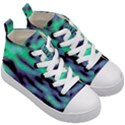 Green  Waves Abstract Series No6 Kids  Mid-Top Canvas Sneakers View3