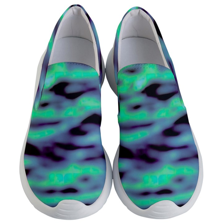 Green  Waves Abstract Series No6 Women s Lightweight Slip Ons