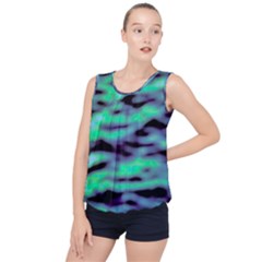 Green  Waves Abstract Series No6 Bubble Hem Chiffon Tank Top by DimitriosArt