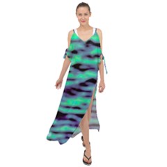 Green  Waves Abstract Series No6 Maxi Chiffon Cover Up Dress by DimitriosArt