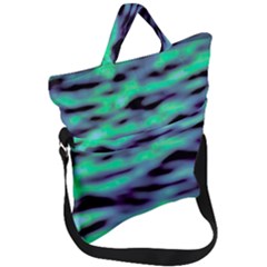 Green  Waves Abstract Series No6 Fold Over Handle Tote Bag by DimitriosArt