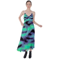 Green  Waves Abstract Series No6 Tie Back Maxi Dress by DimitriosArt