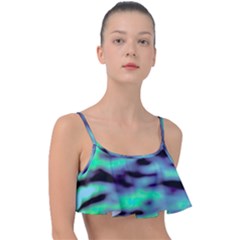 Green  Waves Abstract Series No6 Frill Bikini Top by DimitriosArt