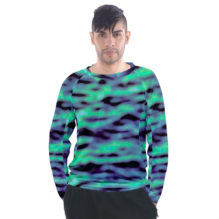 Green  Waves Abstract Series No6 Men s Long Sleeve Raglan Tee