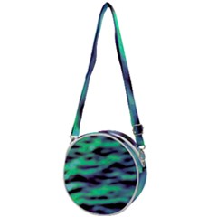 Green  Waves Abstract Series No6 Crossbody Circle Bag by DimitriosArt