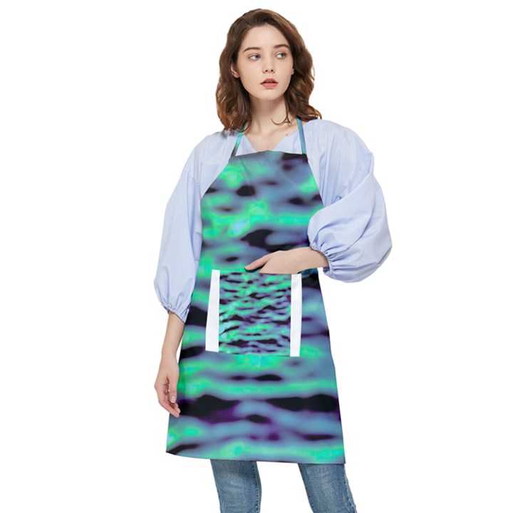 Green  Waves Abstract Series No6 Pocket Apron