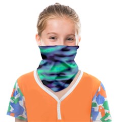 Green  Waves Abstract Series No6 Face Covering Bandana (kids) by DimitriosArt