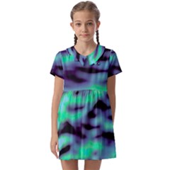 Green  Waves Abstract Series No6 Kids  Asymmetric Collar Dress by DimitriosArt