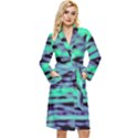 Green  Waves Abstract Series No6 Long Sleeve Velour Robe View1