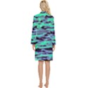 Green  Waves Abstract Series No6 Long Sleeve Velour Robe View4