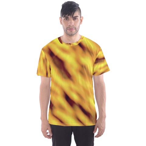 Yellow  Waves Abstract Series No8 Men s Sport Mesh Tee by DimitriosArt